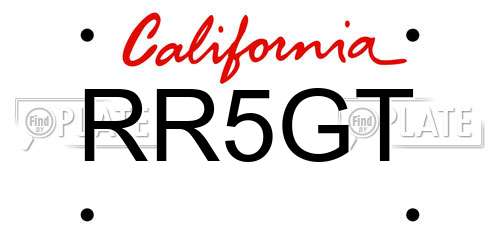 RR5GT California License Plate