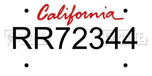 RR72344 California License Plate