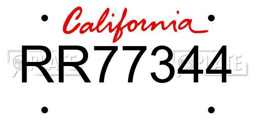 RR77344 California License Plate