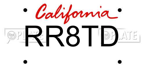 RR8TD California License Plate