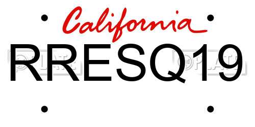 RRESQ19 California License Plate