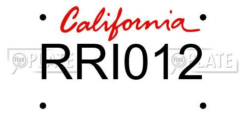 RRI012 California License Plate