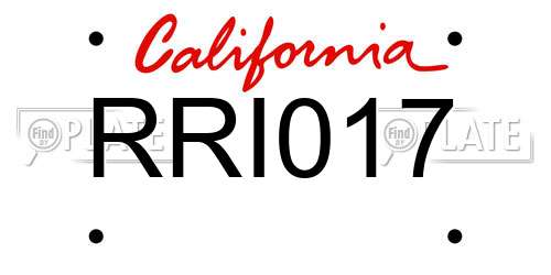 RRI017 California License Plate