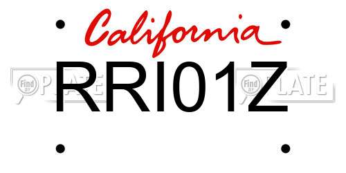 RRI01Z California License Plate