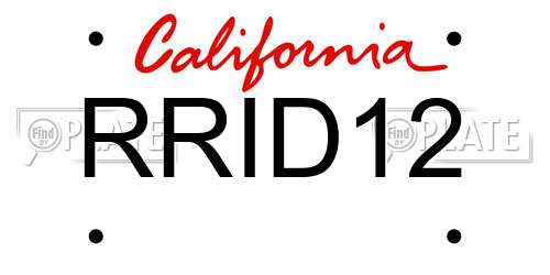 RRID12 California License Plate