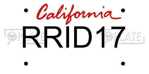 RRID17 California License Plate
