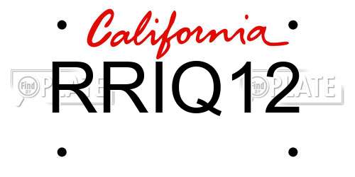 RRIQ12 California License Plate