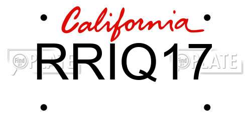 RRIQ17 California License Plate