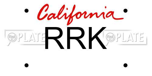 RRK California License Plate