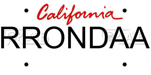 RRONDAA California License Plate
