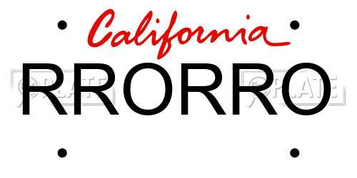RRORRO California License Plate