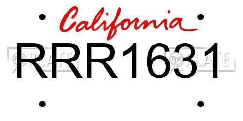 RRR1631 California License Plate