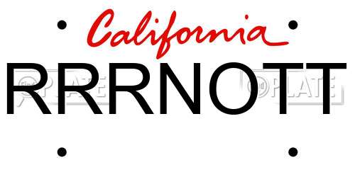 RRRNOTT California License Plate