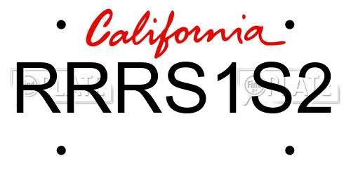 RRRS1S2 California License Plate