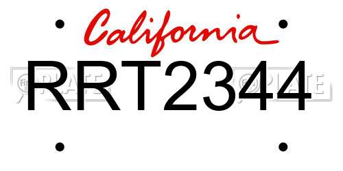RRT2344 California License Plate