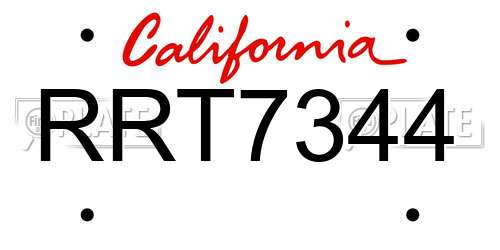 RRT7344 California License Plate