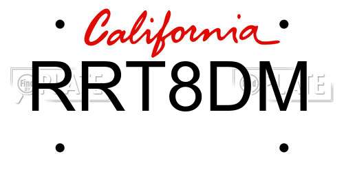 RRT8DM California License Plate