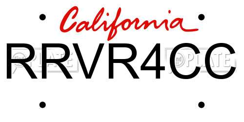 RRVR4CC California License Plate