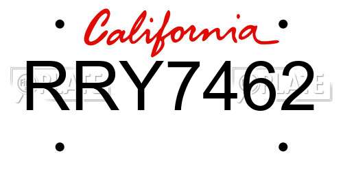 RRY7462 California License Plate