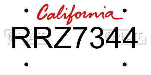 RRZ7344 California License Plate
