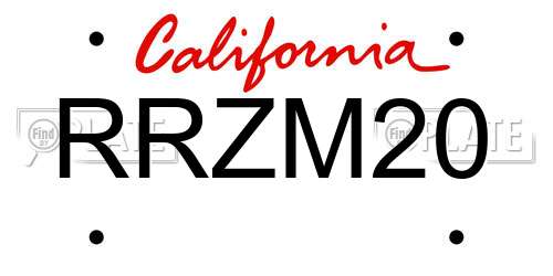 RRZM20 California License Plate