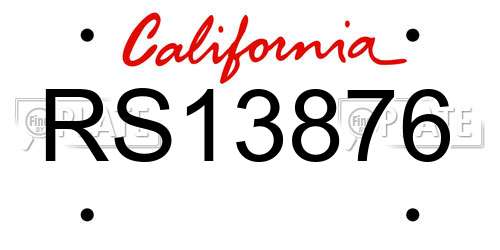 RS13876 California License Plate