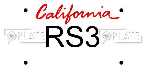 RS3 California License Plate