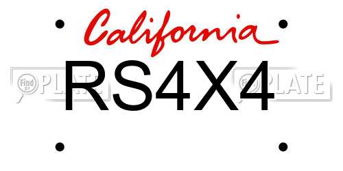 RS4X4 California License Plate