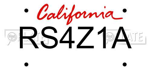 RS4Z1A California License Plate