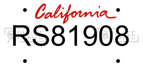 RS81908 California License Plate