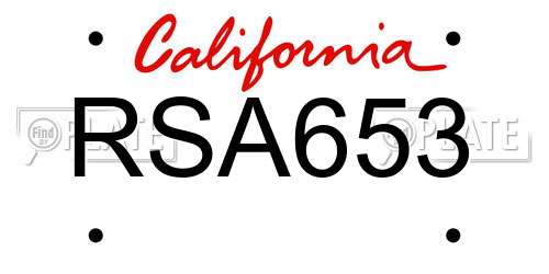 RSA653 California License Plate