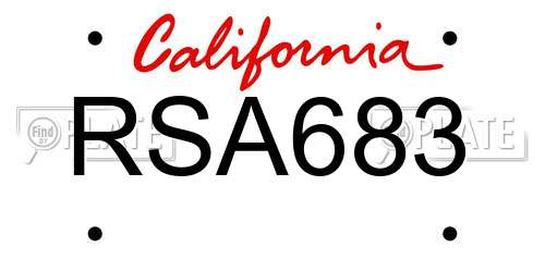 RSA683 California License Plate