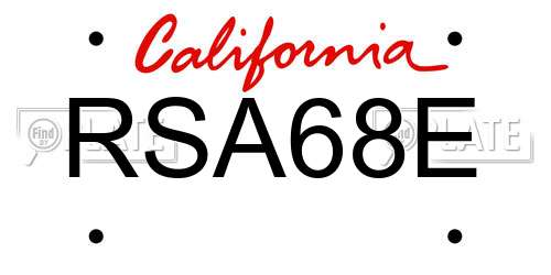 RSA68E California License Plate