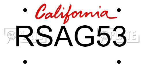 RSAG53 California License Plate