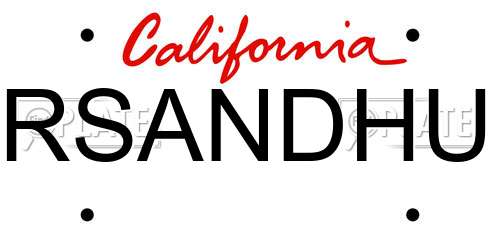 RSANDHU California License Plate