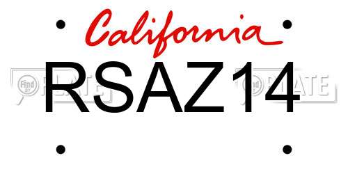 RSAZ14 California License Plate