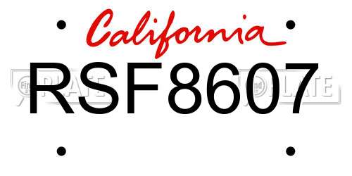 RSF8607 California License Plate
