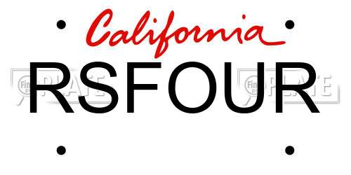 RSFOUR California License Plate