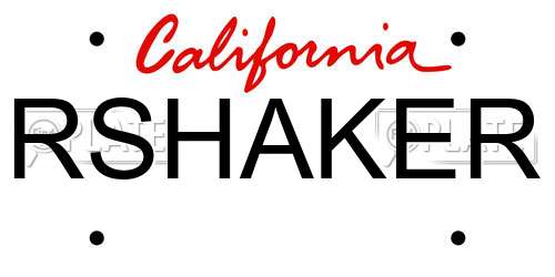 RSHAKER California License Plate