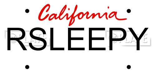 RSLEEPY California License Plate