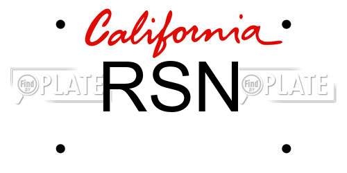 RSN California License Plate