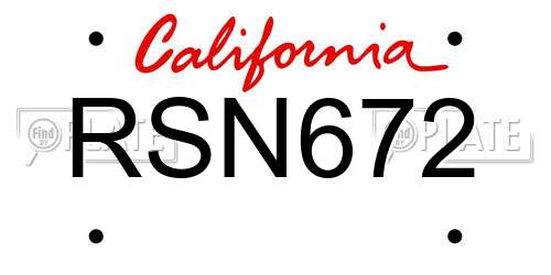RSN672 California License Plate