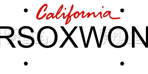 RSOXWON California License Plate