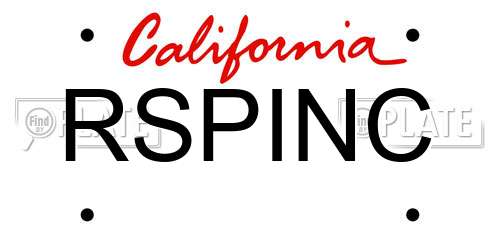 RSPINC California License Plate