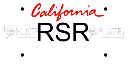 RSR California License Plate