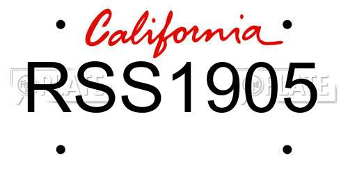 RSS1905 California License Plate