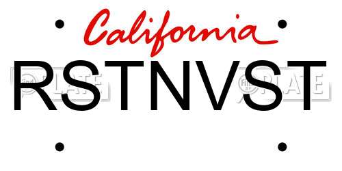 RSTNVST California License Plate