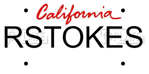 RSTOKES California License Plate