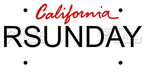 RSUNDAY California License Plate