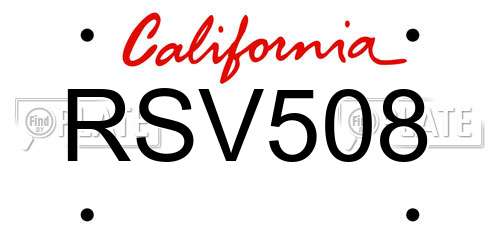 RSV508 California License Plate